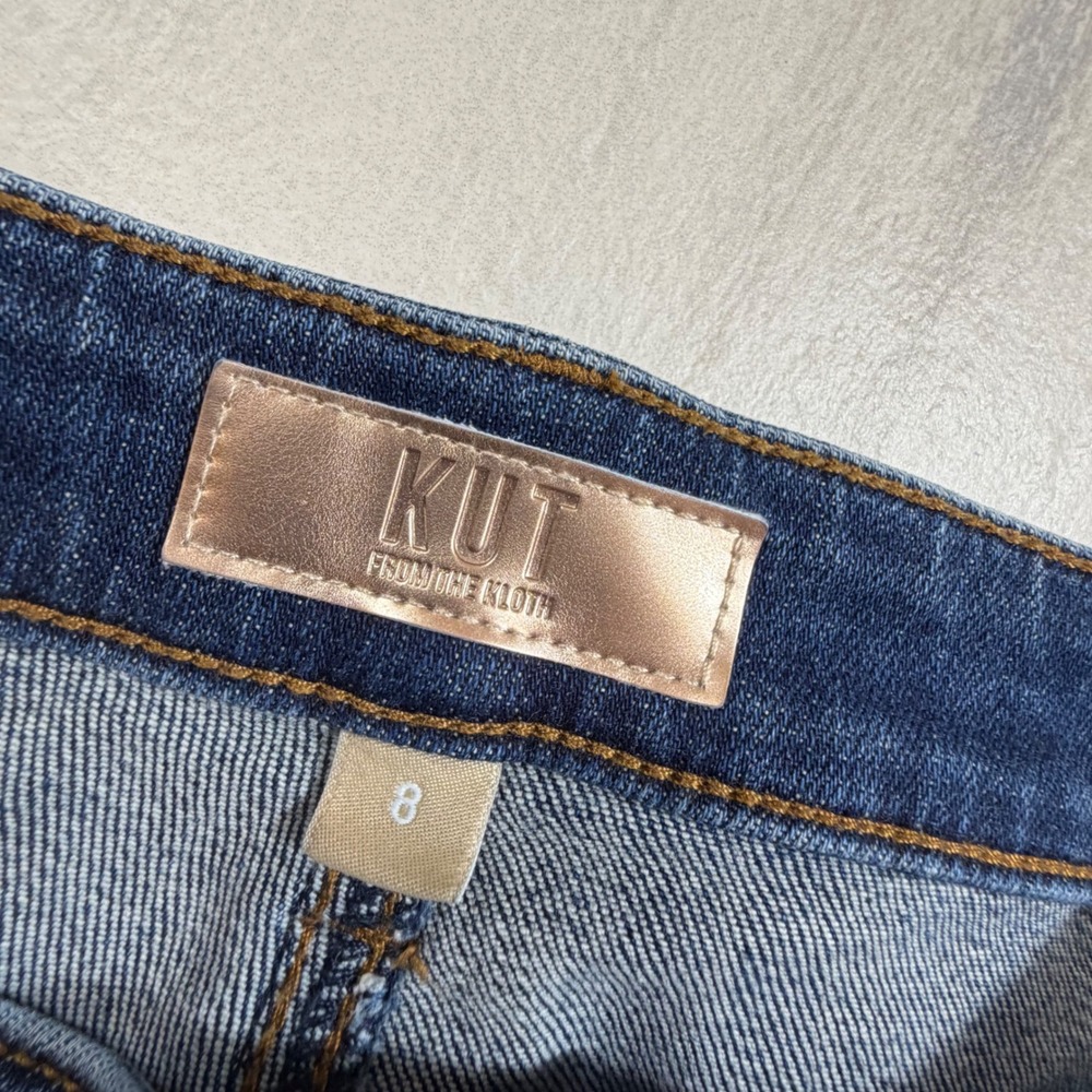 Kut from the Kloth Kelsey Fab Ab Ankle Flare Jeans High Rise Blue Size 8 - Picture 2 of 8